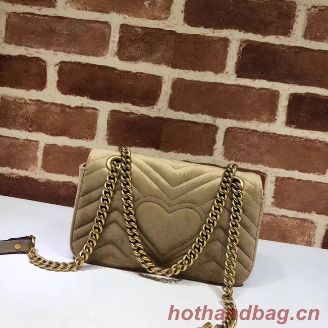 Gucci Velvet GG Shoulder Bag 446744 Khaki