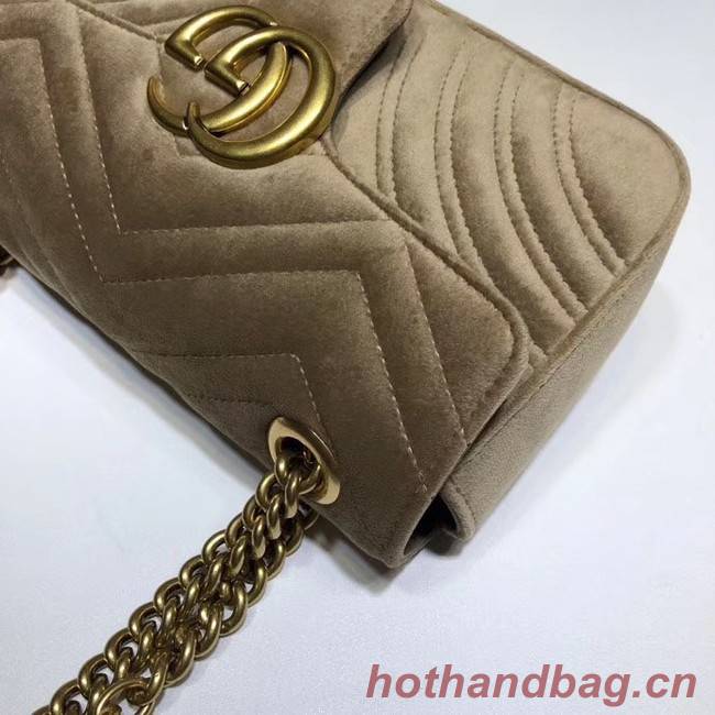 Gucci Velvet GG Shoulder Bag 446744 Khaki