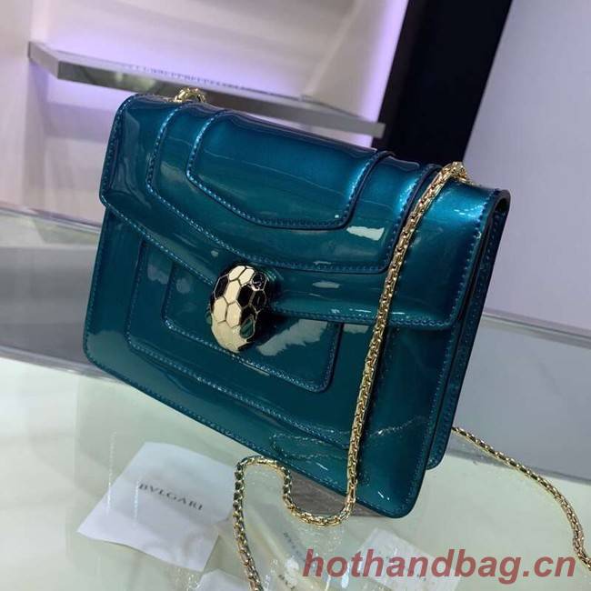 BVLGARI Serpenti Forever metallic-leather shoulder bag 34559 blue