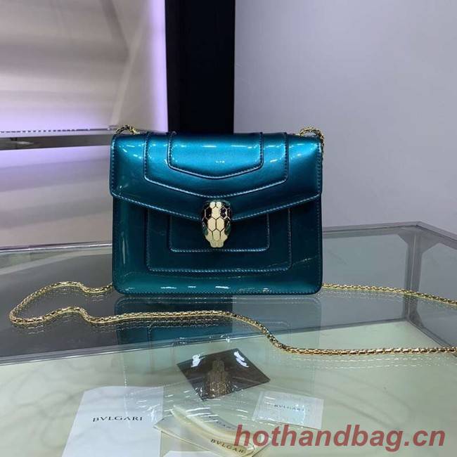 BVLGARI Serpenti Forever metallic-leather shoulder bag 34559 blue