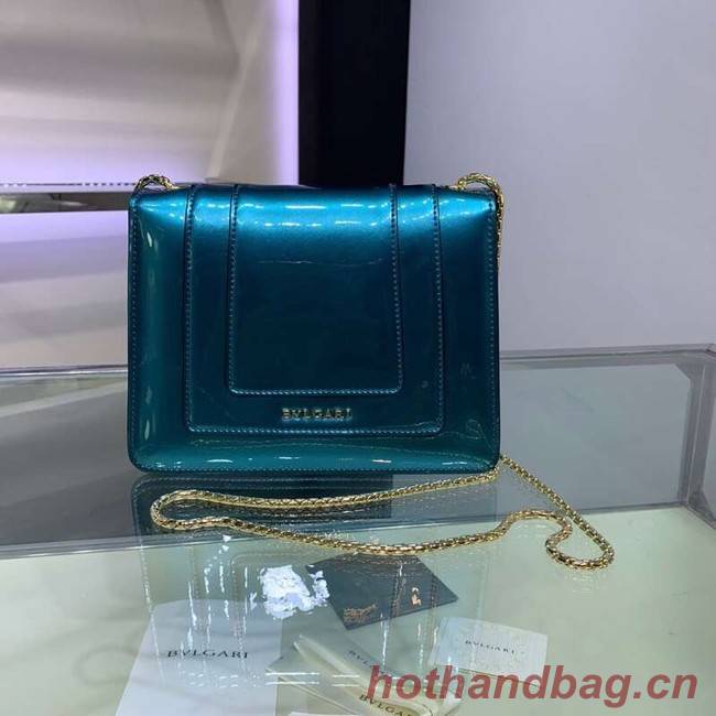 BVLGARI Serpenti Forever metallic-leather shoulder bag 34559 blue