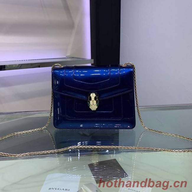 BVLGARI Serpenti Forever metallic-leather shoulder bag 34559 dark blue