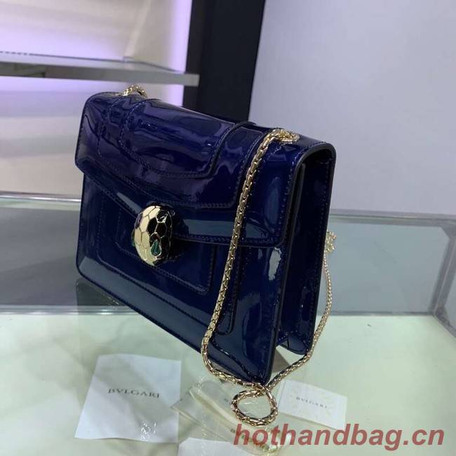 BVLGARI Serpenti Forever metallic-leather shoulder bag 34559 dark blue