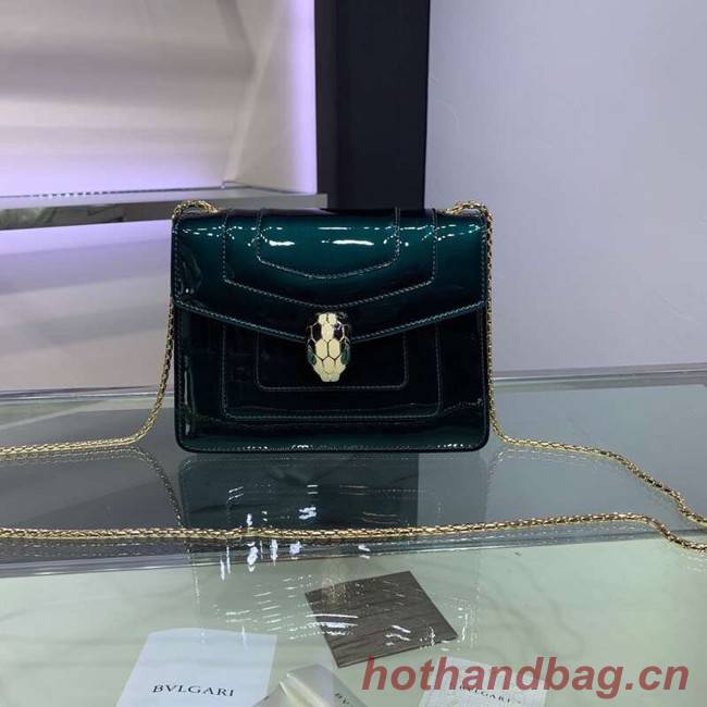 BVLGARI Serpenti Forever metallic-leather shoulder bag 34559 dark green