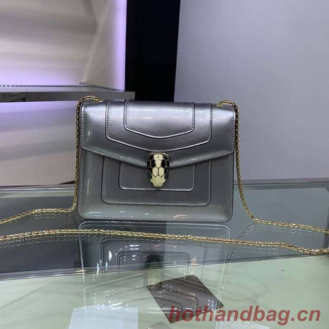 BVLGARI Serpenti Forever metallic-leather shoulder bag 34559 silver