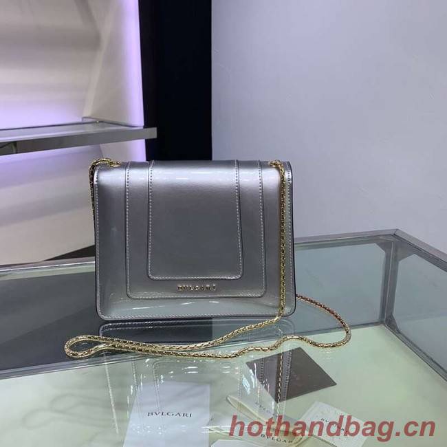 BVLGARI Serpenti Forever metallic-leather shoulder bag 34559 silver&rose