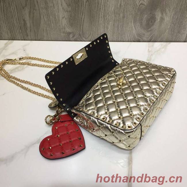 VALENTINO Rockstud quilted leather bag 0027 gold