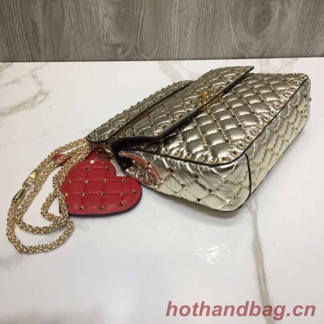 VALENTINO Rockstud quilted leather bag 0027 gold