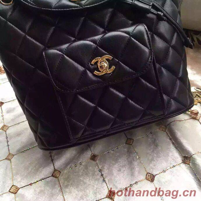 Chanel Backpack Sheepskin Original Leather A9036 Black