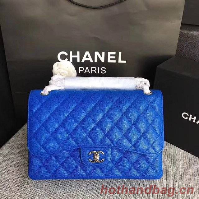 Chanel Jumbo Classic Cannage Pattern Flap Bag Original Leather A58600 Blue