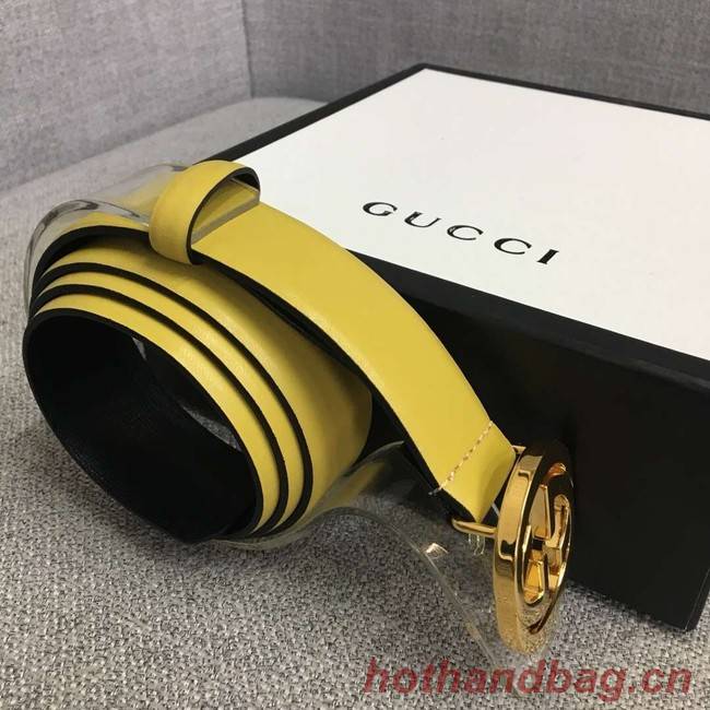 Gucci Leather belt with Double G buckle 406831 yellow