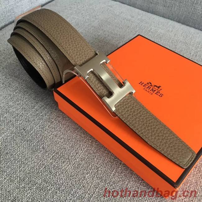 Hermes original togo 2 belt buckle & Reversible leather strap 32 mm H06454 grey