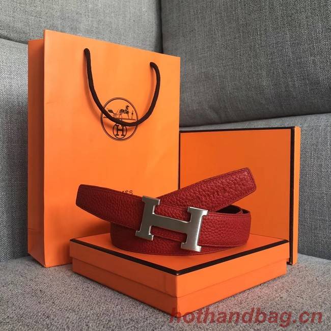 Hermes original togo 2 belt buckle & Reversible leather strap 32 mm H06454 red