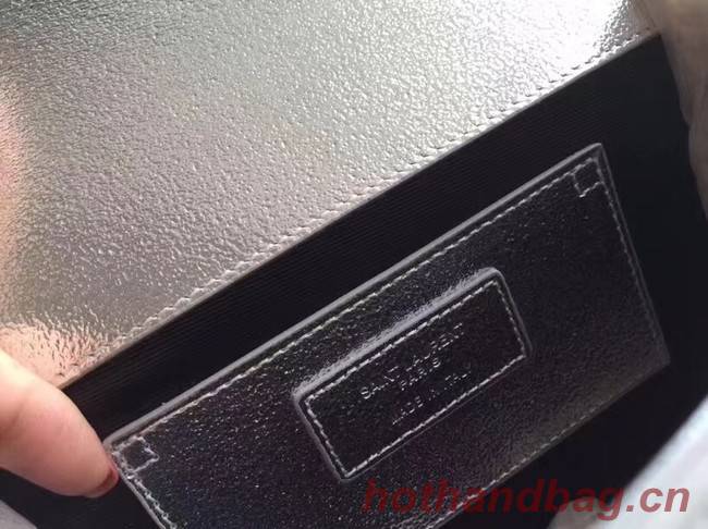 SAINT LAURENT Cassandre leather clutch 57312 Silver