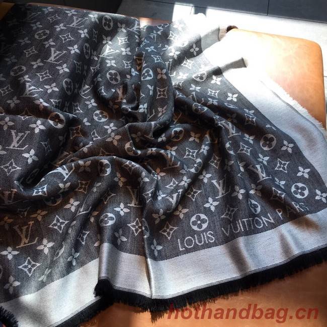 Louis Vuitton MONACO SQUARE Monogram flower pattern silk M71151 grey