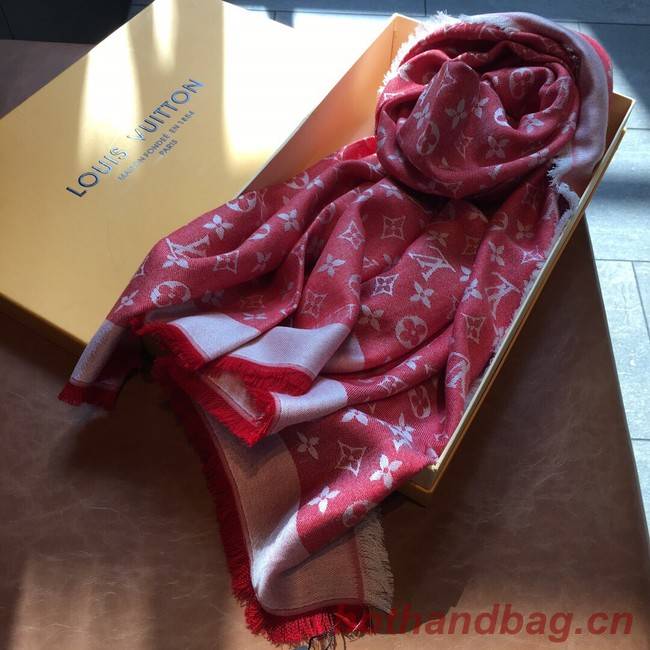 Louis Vuitton MONACO SQUARE Monogram flower pattern silk M71151 red