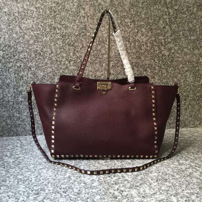 VALENTINO Rockstud large tote 0973 dark red