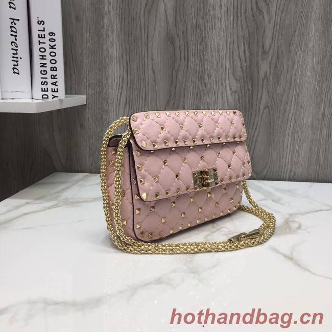 VALENTINO Rockstud small quilted leather shoulder bag 77562 pink