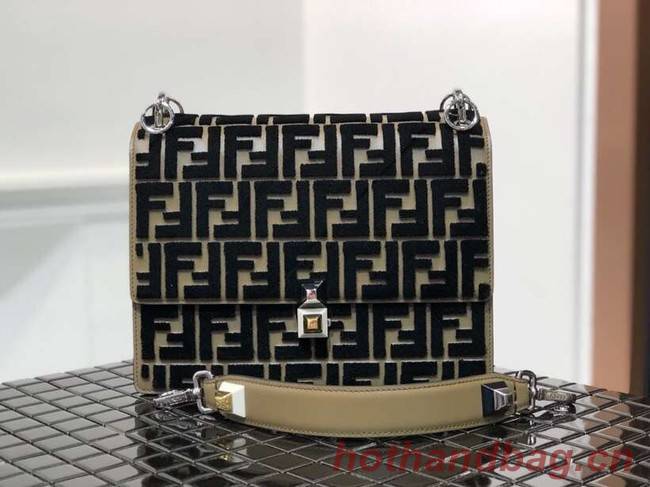 Fendi KAN I Multicolor fabric bag 8BT283A black&Khaki