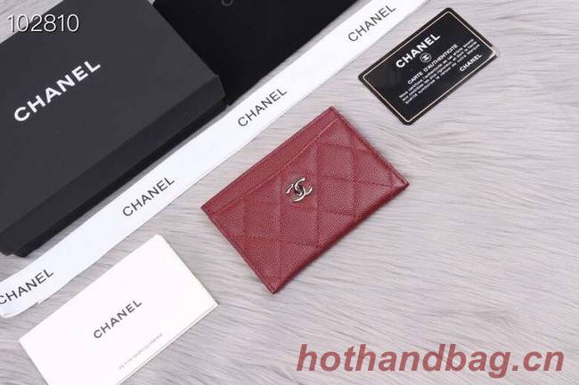 Chanel classic card holder Grained Calfskin & Gold-Tone Metal A31510 Burgundy