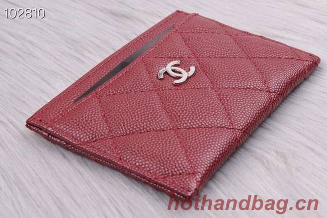 Chanel classic card holder Grained Calfskin & Gold-Tone Metal A31510 Burgundy