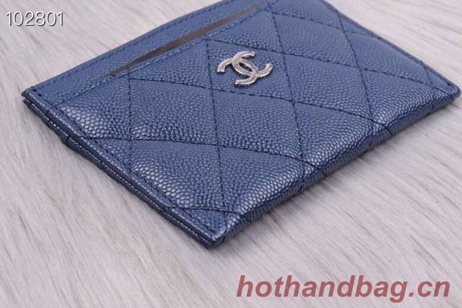 Chanel classic card holder Grained Calfskin & Gold-Tone Metal A31510 blue