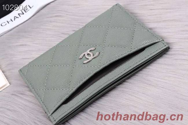 Chanel classic card holder Grained Calfskin & Gold-Tone Metal A31510 green