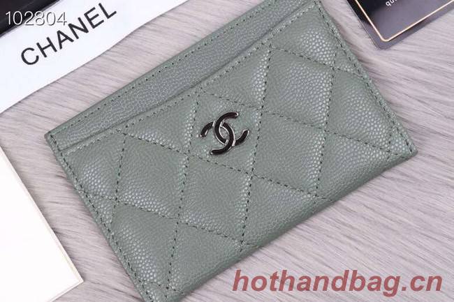 Chanel classic card holder Grained Calfskin & Gold-Tone Metal A31510 green