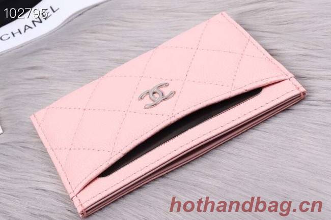 Chanel classic card holder Grained Calfskin & Gold-Tone Metal A31510 pink