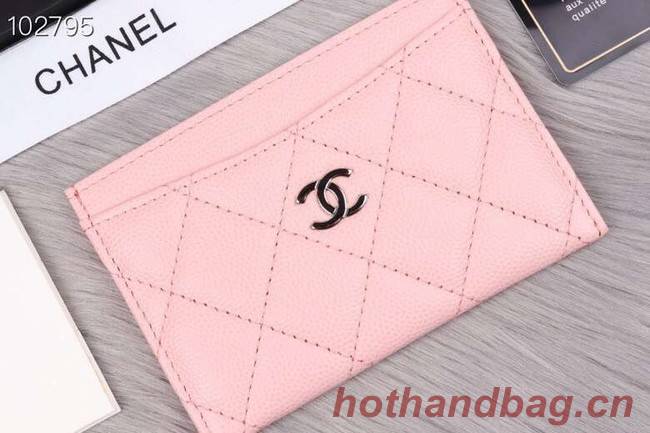 Chanel classic card holder Grained Calfskin & Gold-Tone Metal A31510 pink