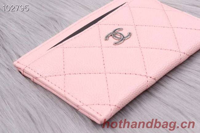 Chanel classic card holder Grained Calfskin & Gold-Tone Metal A31510 pink