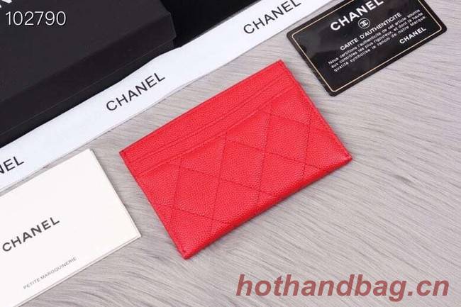 Chanel classic card holder Grained Calfskin & Gold-Tone Metal A31510 red