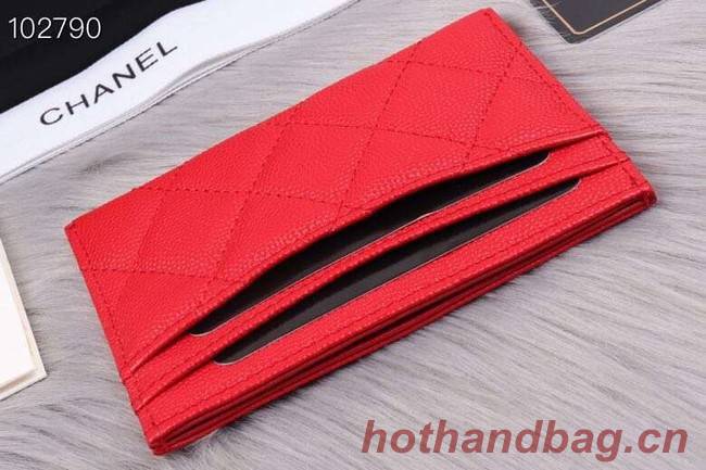 Chanel classic card holder Grained Calfskin & Gold-Tone Metal A31510 red