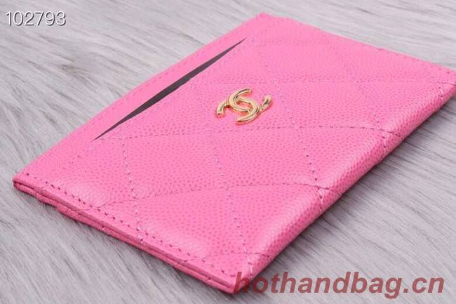 Chanel classic card holder Grained Calfskin & Gold-Tone Metal A31510 rose