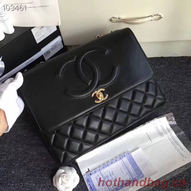 Chanel Grained Calfskin & Gold-Tone Metal A91869 Black