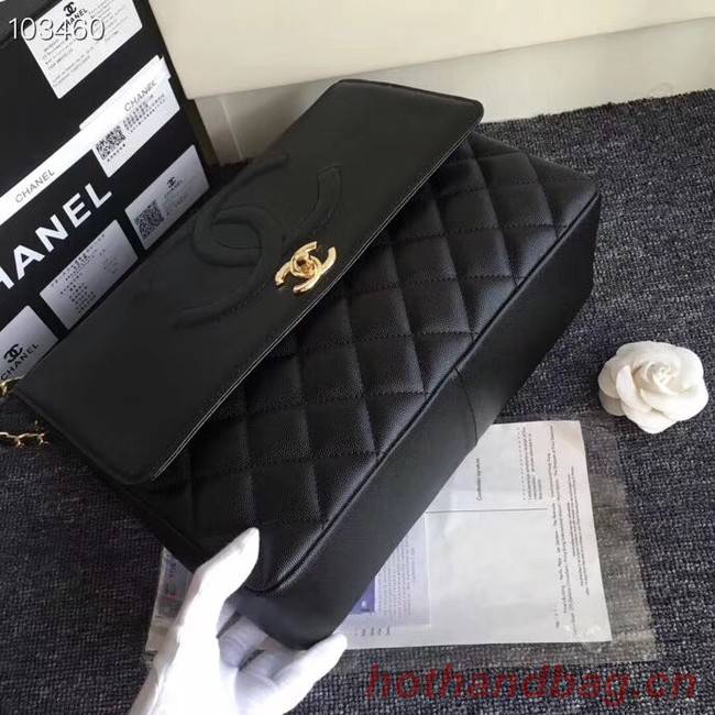 Chanel Grained Calfskin & Gold-Tone Metal A91869 Black