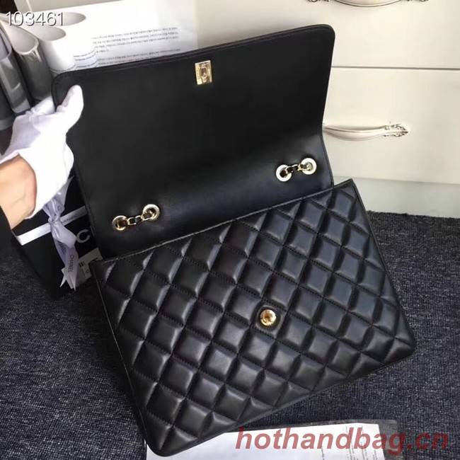 Chanel Sheepskin Leather & Gold-Tone Metal A91869 Black