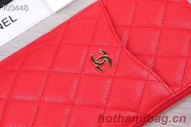 Chanel classic pouch Grained Calfskin& Gold-Tone Metal A84402 red