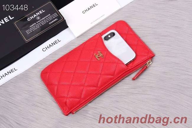 Chanel classic pouch Grained Calfskin& Gold-Tone Metal A84402 red