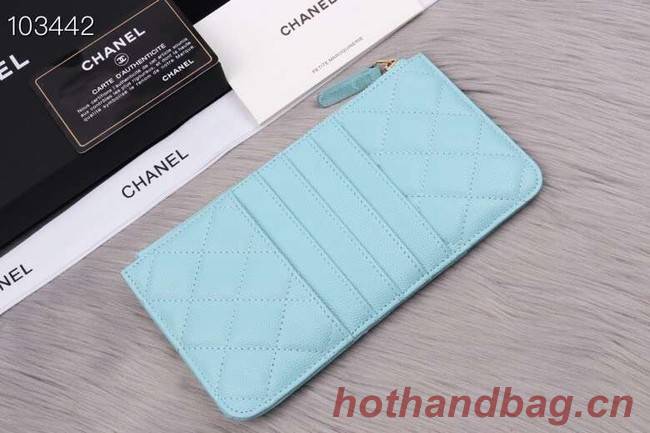 Chanel classic pouch Grained Calfskin& gold-Tone Metal A84402 light green