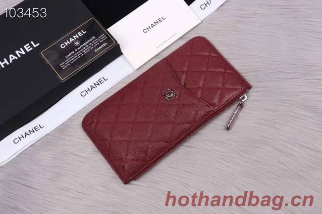 Chanel classic pouch Grained Calfskin& silver-Tone Metal A84402 Burgundy