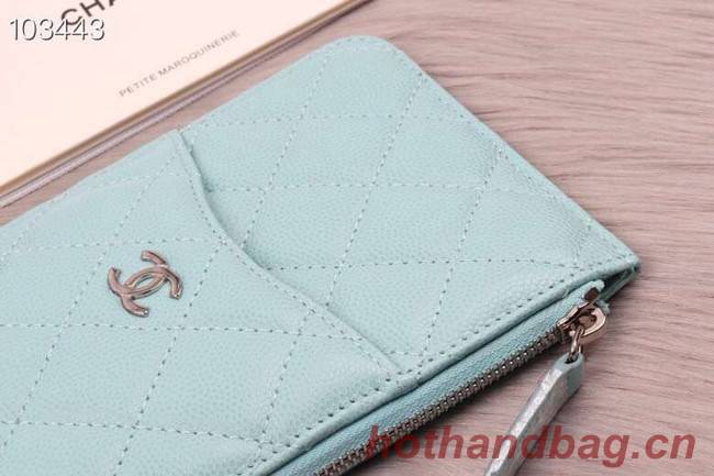 Chanel classic pouch Grained Calfskin& silver-Tone Metal A84402 light green