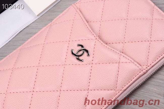 Chanel classic pouch Grained Calfskin& silver-Tone Metal A84402 pink