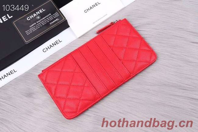 Chanel classic pouch Grained Calfskin& silver-Tone Metal A84402 red