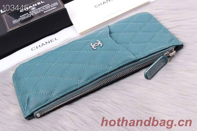 Chanel classic pouch Grained Calfskin& silver-Tone Metal A84402 sky blue