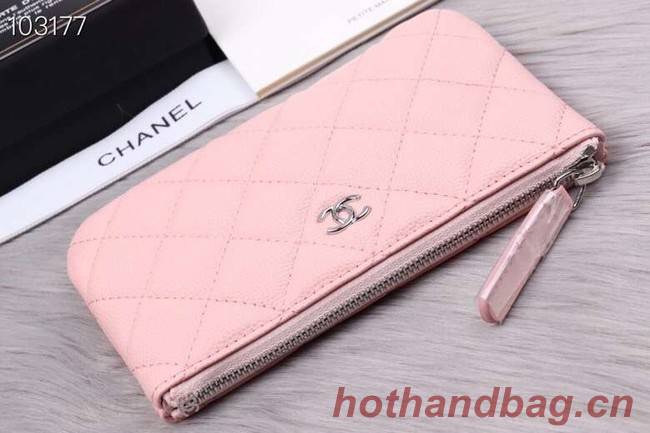 Chanel classic small pouch Grained Calfskin& silver-Tone Metal A82365 pink