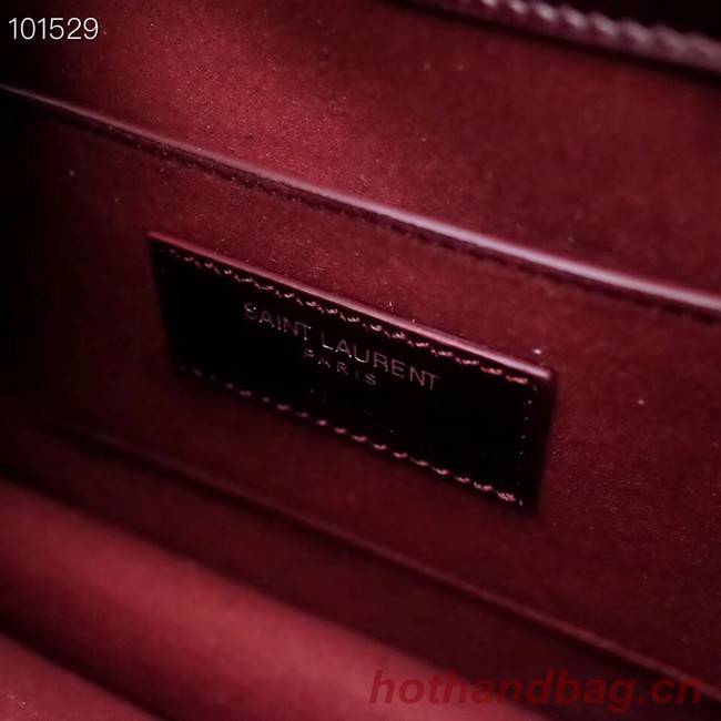 SAINT LAURENT Sunset croc-embossed leather shoulder bag 442906 Burgundy