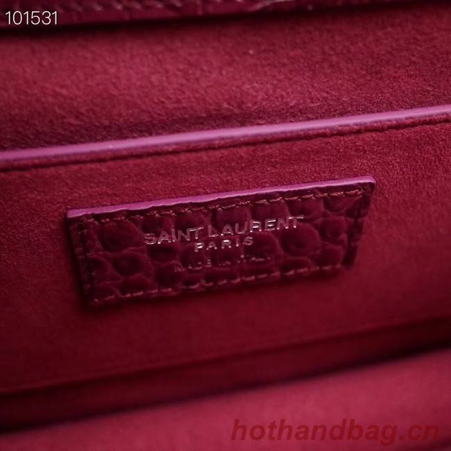 SAINT LAURENT Sunset croc-embossed leather shoulder bag 442906 rose