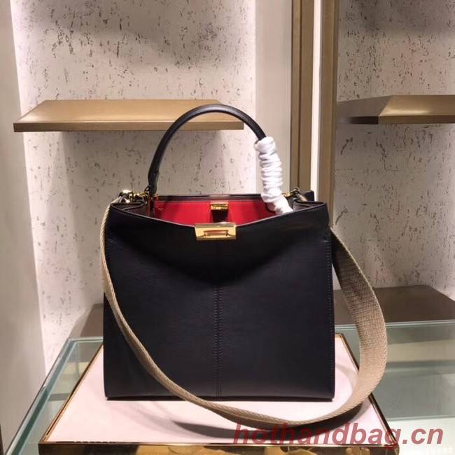 Fendi PEEKABOO REGULAR Handbag in black Roman leather 8BN304A