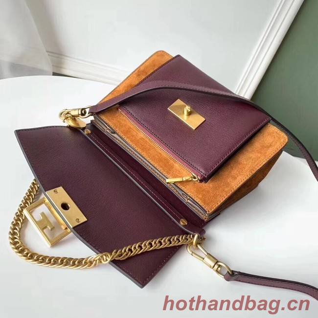 GIVENCHY GV3 leather and suede shoulder bag 9989 Burgundy